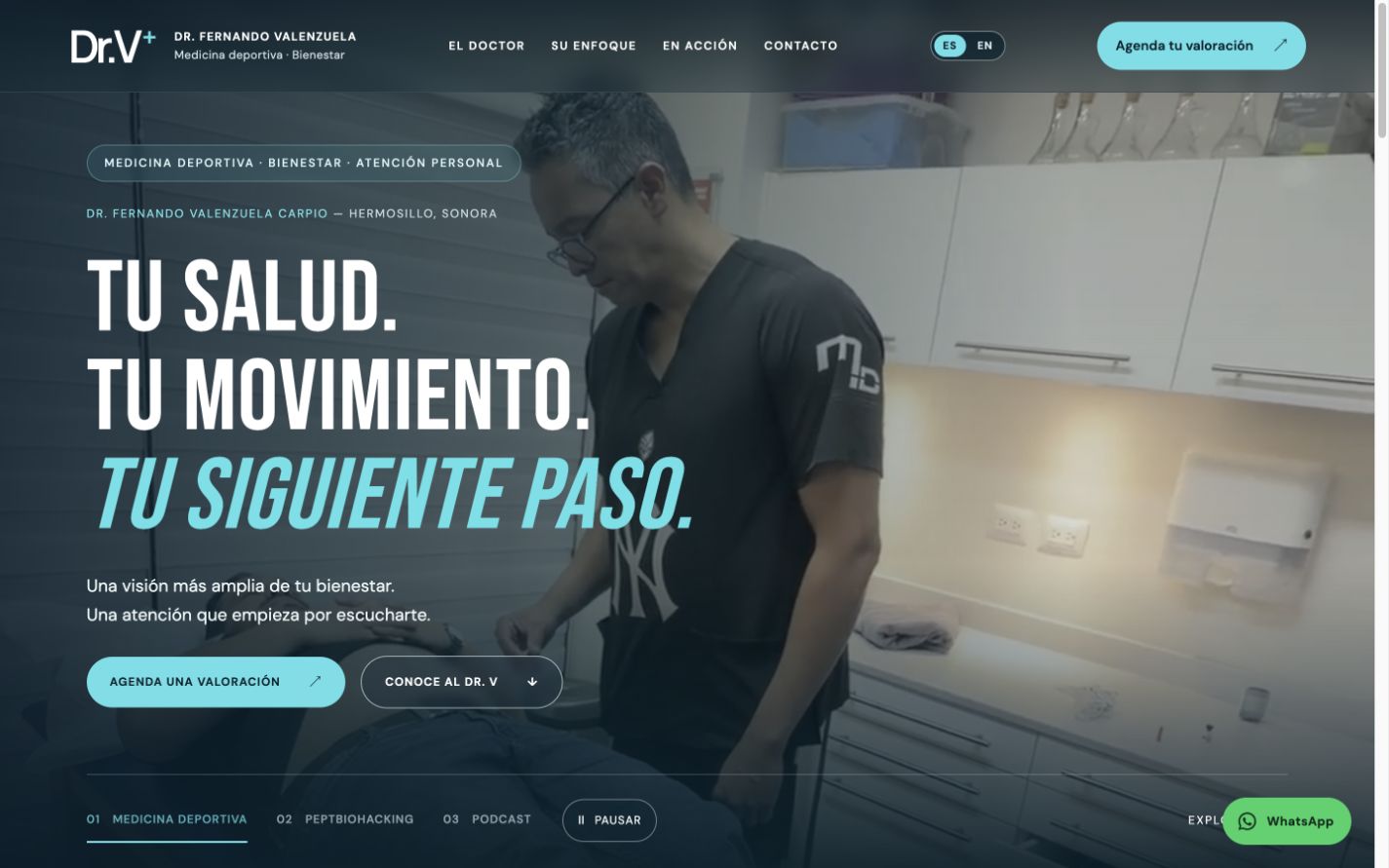 Actual Dr. V homepage: Tu salud. Tu movimiento. Tu siguiente paso.
